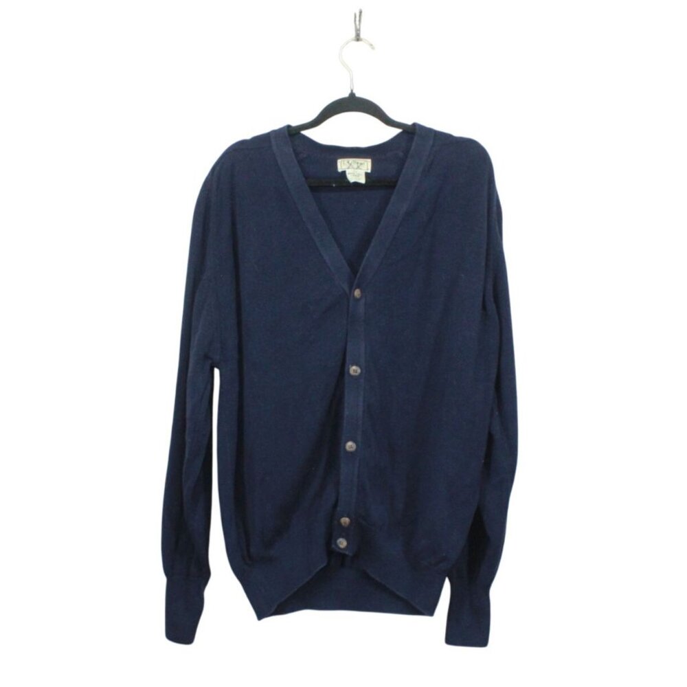 LL Bean Classic Cotton V Neck Sweaters Cardigan Size Large Tall